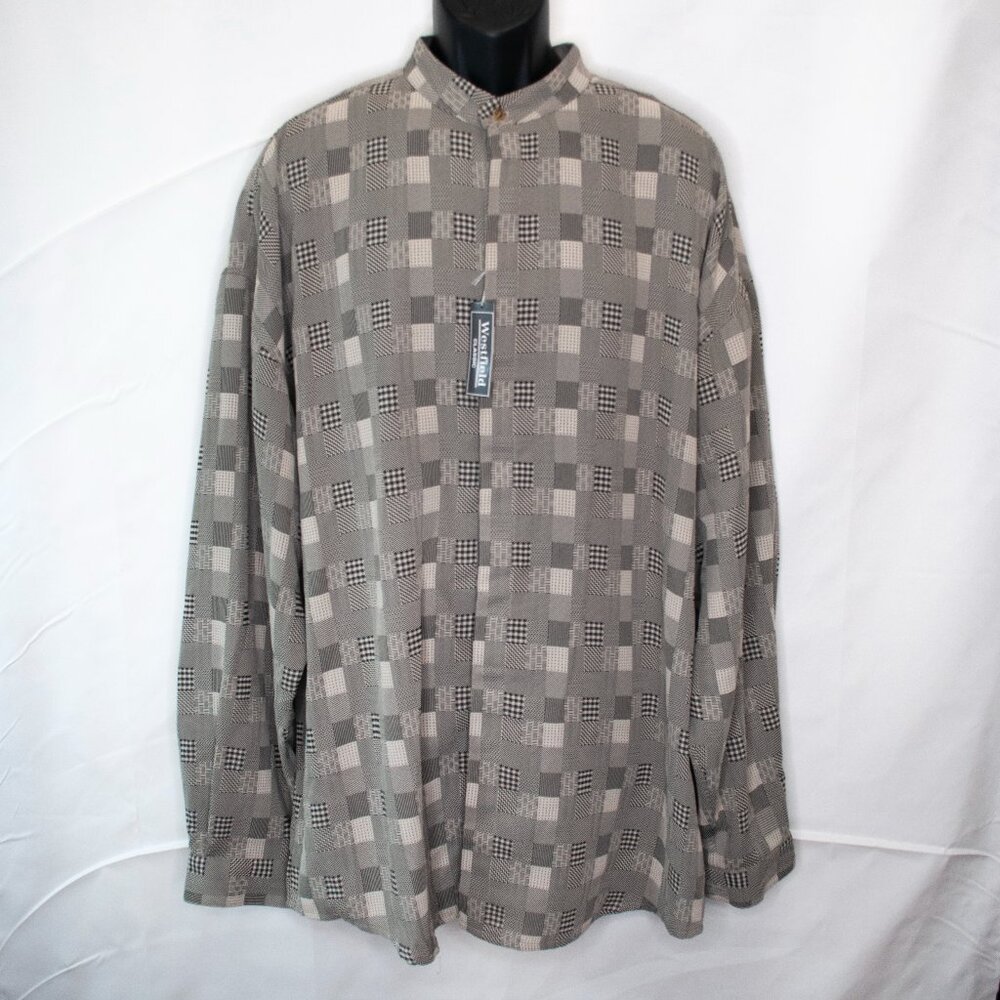 NEW Westfield Classic Patchwork Print Button Down Shirt Mens XXL 2XL Tan KK11
